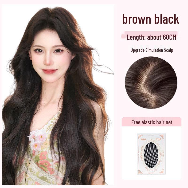 Natural-Look Long Curly Full Wig with Large Waves - Invisible Seamless Cap for Fluffy, Voluminous Coverage