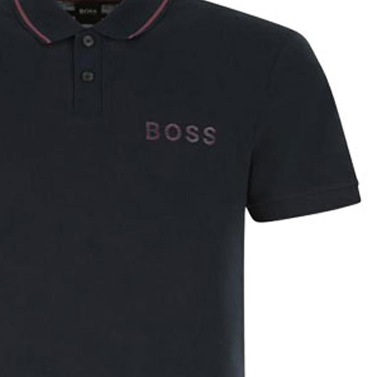 HUGO BOSS Polo Shirts Men's Black Polo Collar Moderate Straight Fit 50472230-404