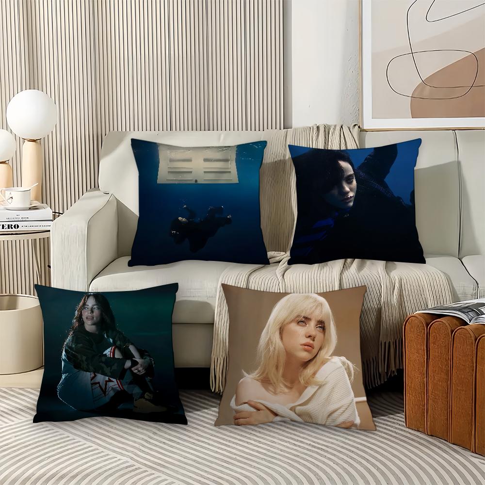 Singer B-Billie E-Eilish Hit Me Hard And Soft Pillow Case Office Cushions Suitable For Sofa Car Bedroom Decorative Cushion Cover