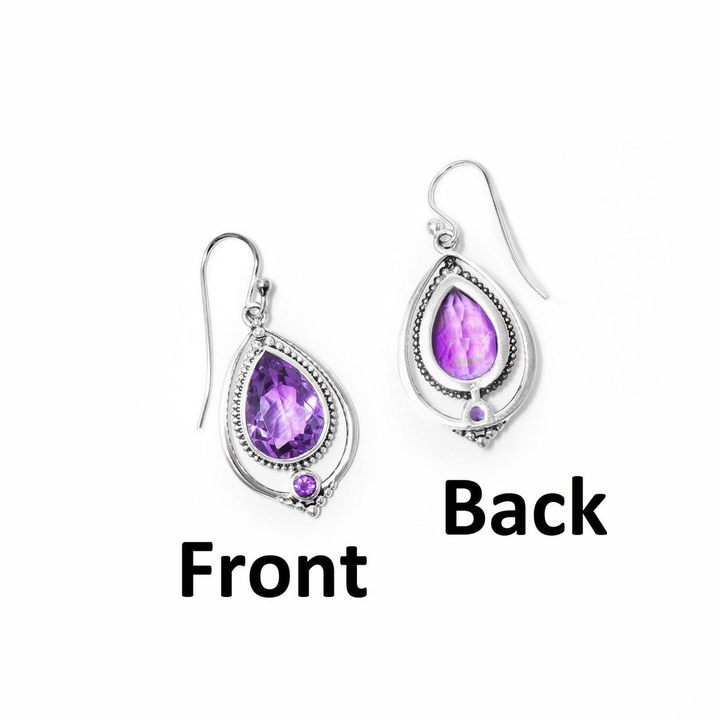 Natural Amethyst Earrings, 925 Sterling Silver Jewelry, Gift for Mom, Dangle Earrings