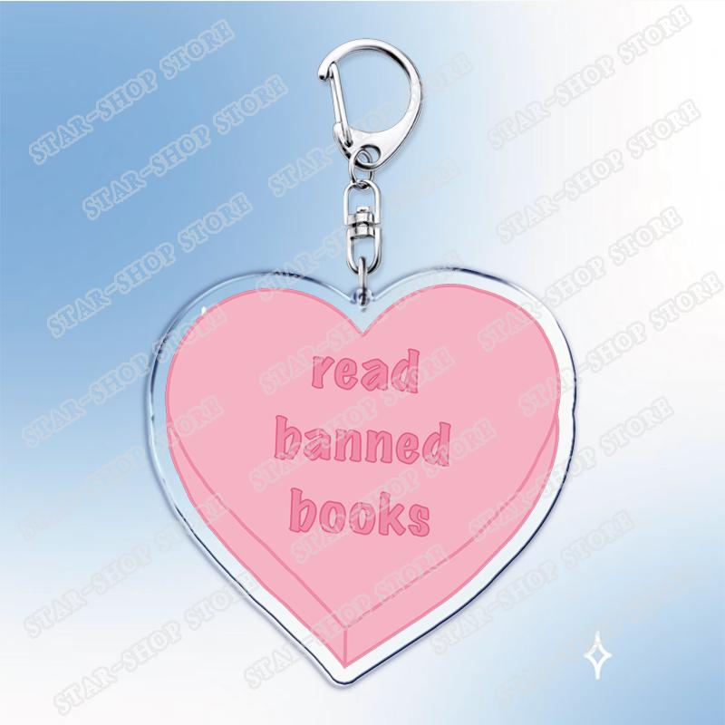 

Librarian Read Banned Books Week Keychains for Women Accessories Bag Reading Keyrings Jewelry Bookish Reader Friends Lover Gifts