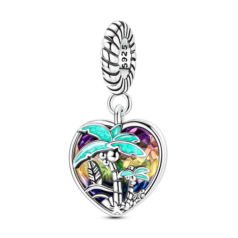 Copper Love Heart Coloful Clip Cute Dog Pets Pendant Diy Fine Beads Fit Original Charms Bracelet Women Jewelry Diy