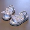 Girls' Summer Sandals, Pearl and Bowknot Princess Shoes for Girls, Children's Versatile Soft-Soled Beach Sandals.