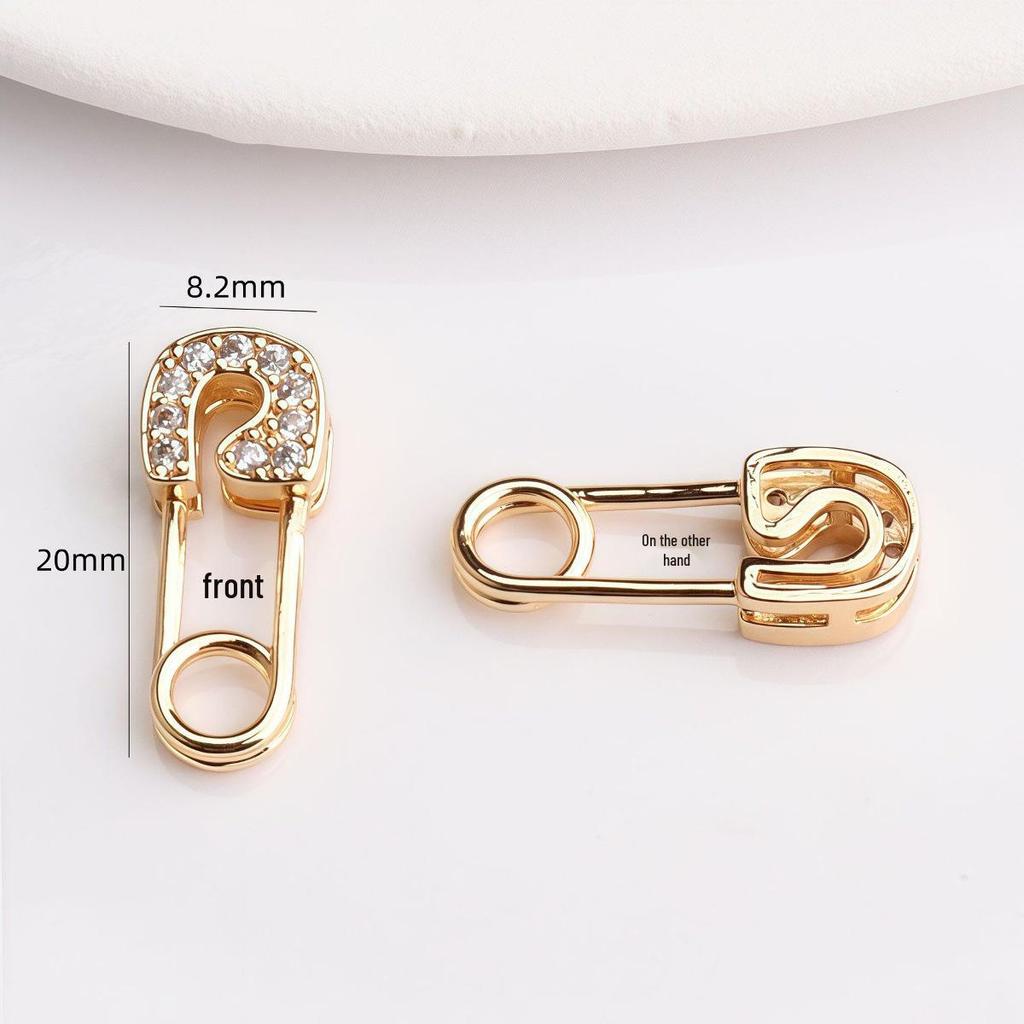 14K Gold-Filled Zircon Brooch Clip for DIY Crystal Bracelets