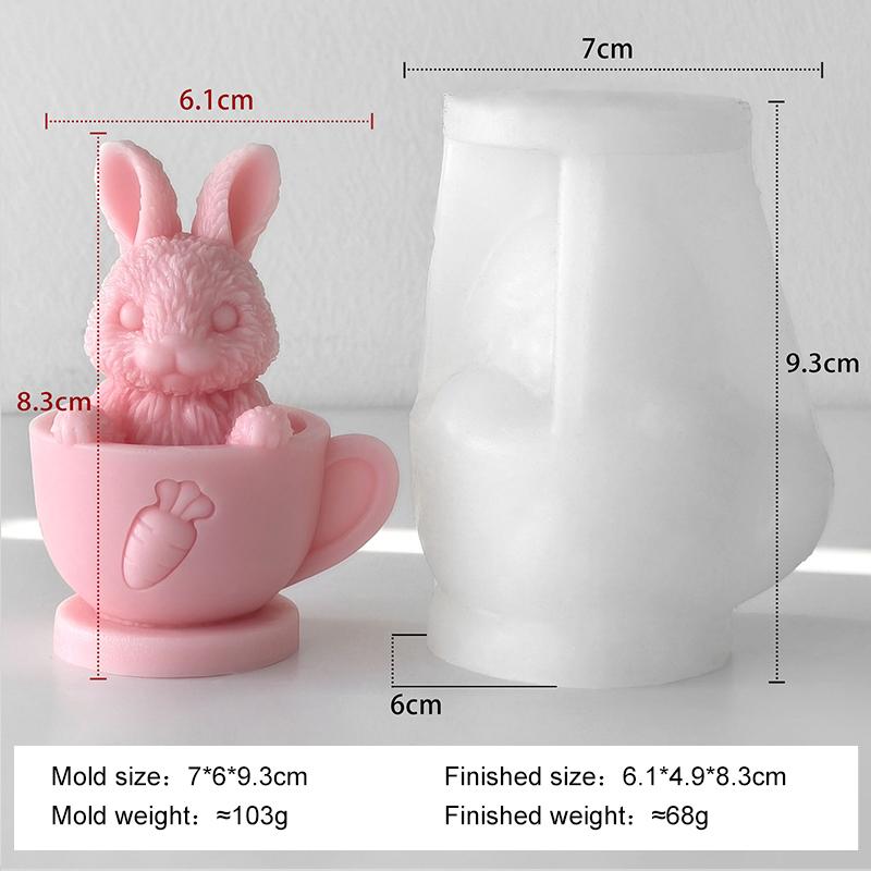 

3D Кружка с рельефом морковки Кролик Силиконовая форма Ручная работа Ароматическая свеча Гипсовая Форма из смолы Форма кролика на Пасху Принадлежности для изготовления свечей