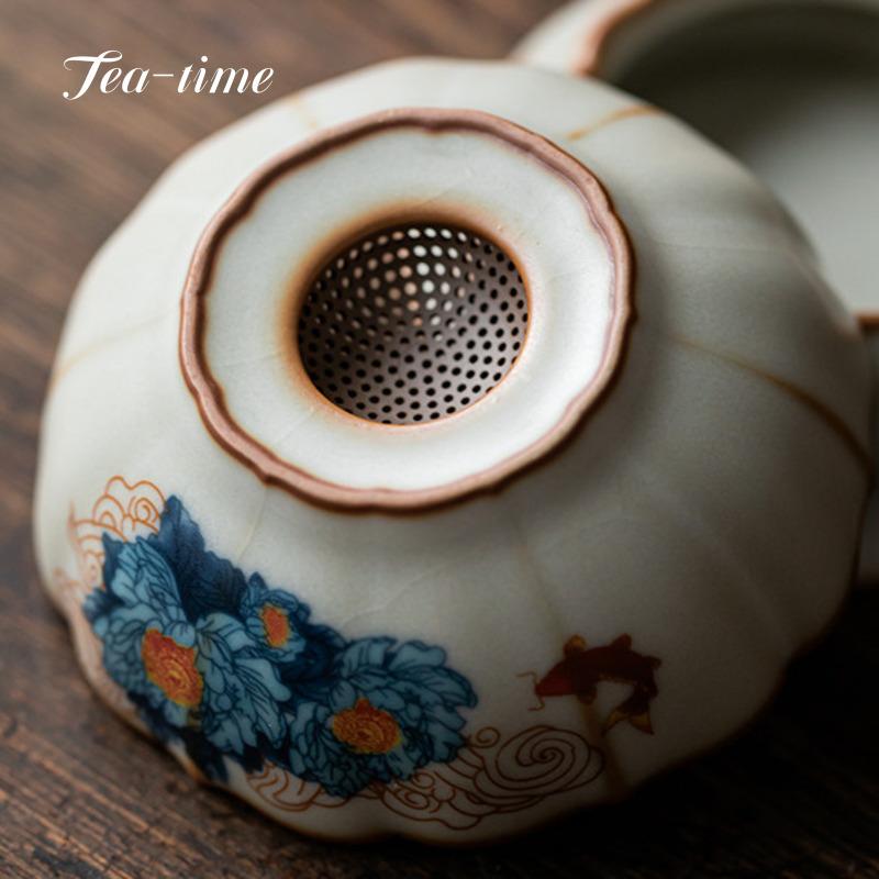 Ru Kiln Tea Strainer Aesthetic Tea Sieve Ceramic Leaf Filter Gracked Can Nurture Stainer Accessories Mate Teapot Infuser Tool