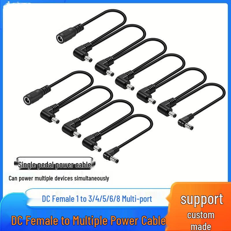 

In-Stock Multiple Guitar Effects Pedal Power Cables: DC5521 Elbow 1-to-3/4/5/6/8 Conversion Battery Cords DC5521 female to 3 male elbow