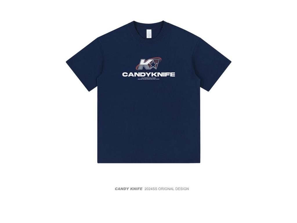 Arc Print American Retro Unisex Sommer Locker Geschnittenes T-Shirt