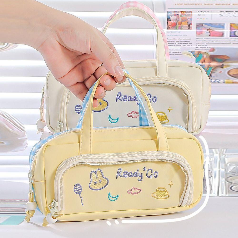 

Embroidery Cartoon Pencil Case Creative Multi-layer Stationery Bag Stationery Storage жовтий