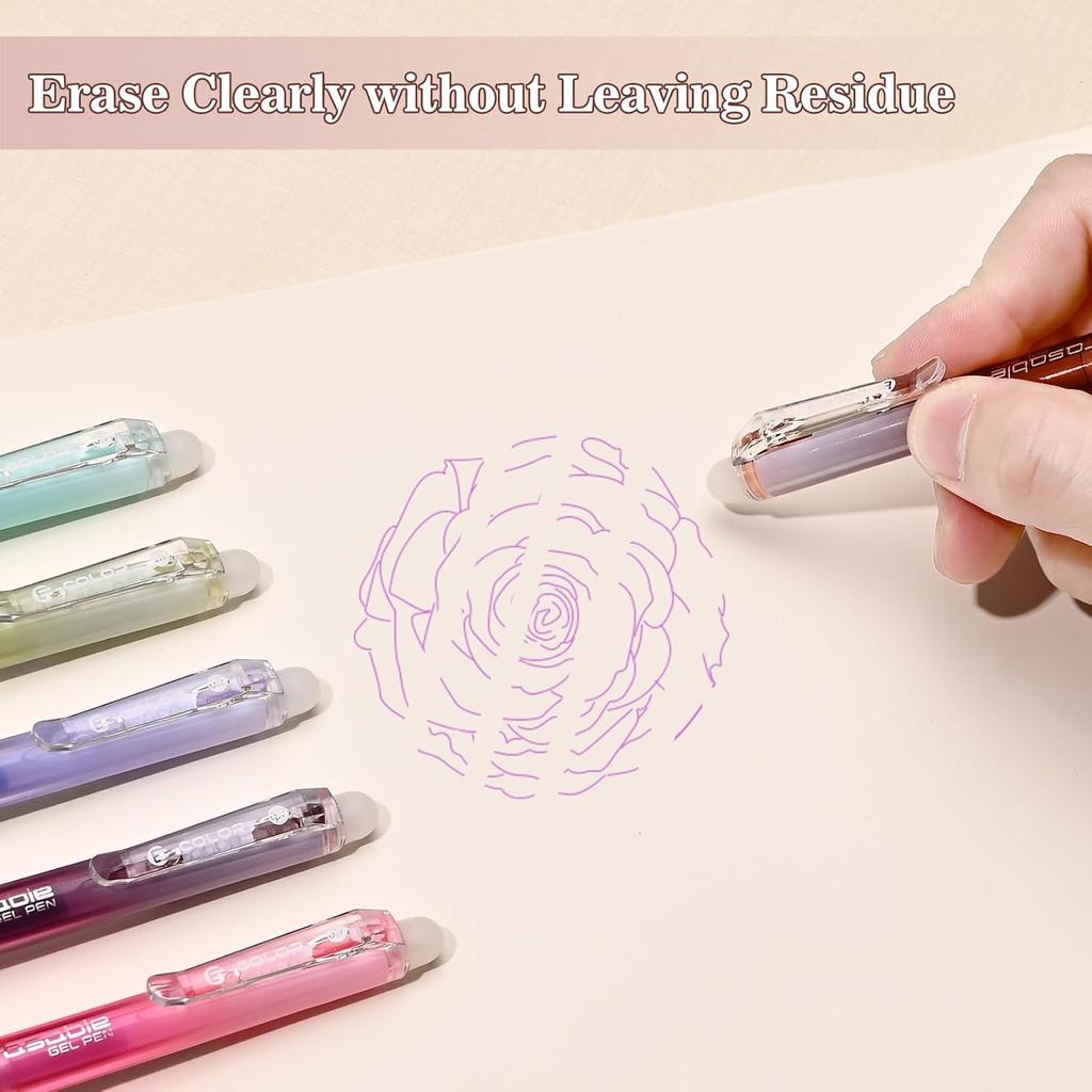 BAYTORY 36Pcs Colored Erasable Gel Pens, Fine Point 0.7mm, Retractable Assorted Colors Pen with Eraser, Smooth Writing Erasable Pens for Crossword