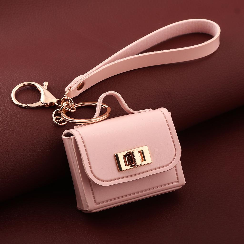 Mini Leather Openable Small Bag Keychain Pu Leather Hand Strap Coin Purse Accessories Pendant Mobile Phone Bag Jewelry Gift