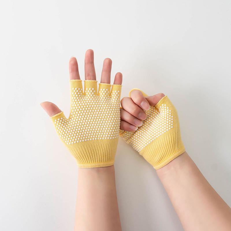 Women Anti-Slip Yoga Gloves Cotton Fitness Half Finger Gloves Breathable Outdoor Cycling Bicycle Pilates Sports Fishing Gloves