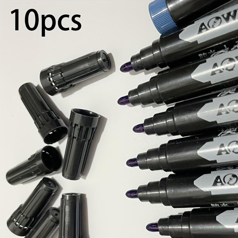 

10 шт. Водонепроницаемые перманентные маркеры, Большая емкость чернил, Черные, На масляной основе, Идеальны для офисного и маркетингового использования синий