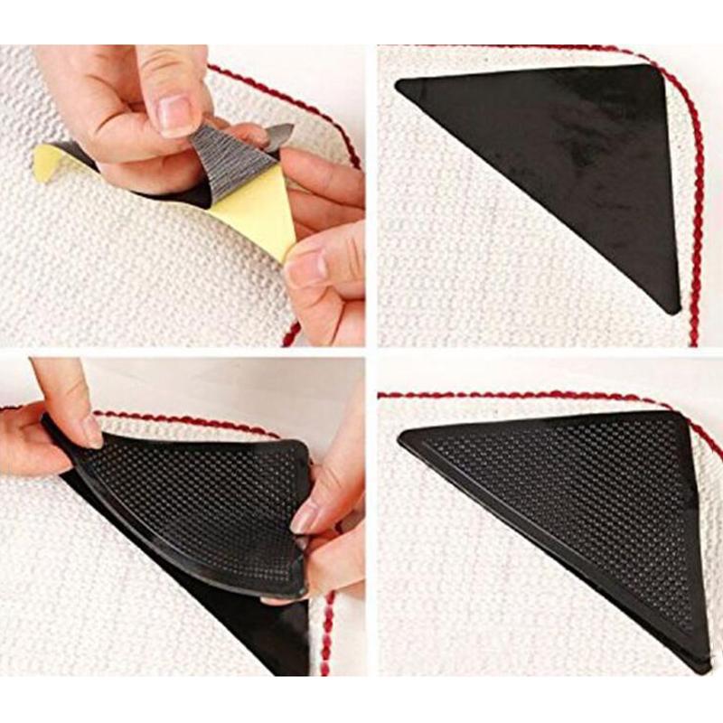 4PCS Mat Grippers Non-Slip Rubber Sticker for Tile Hardwood Floors