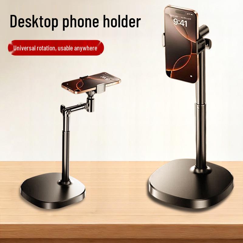 Adjustable Desktop & Mobile Live Streaming Photography Stand for Video Watching & Overhead Shots Round Base Stand (A Model, Blue Box, Retractable)