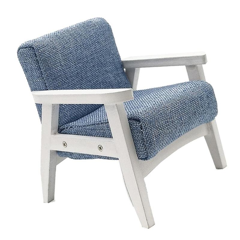 Bedroom Single Sofa Bright Armchair Miniature Furniture Model Doll Houses Couch Accessory Realistic Playset 1:12