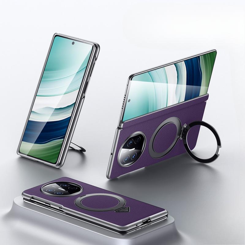 

Suitable for Huawei Matex6 Phone Case Spring Hinge, HUAWEI Anti-drop X5 Magnetic Stand Business Men s Cowhide Case Huawei Mate X5