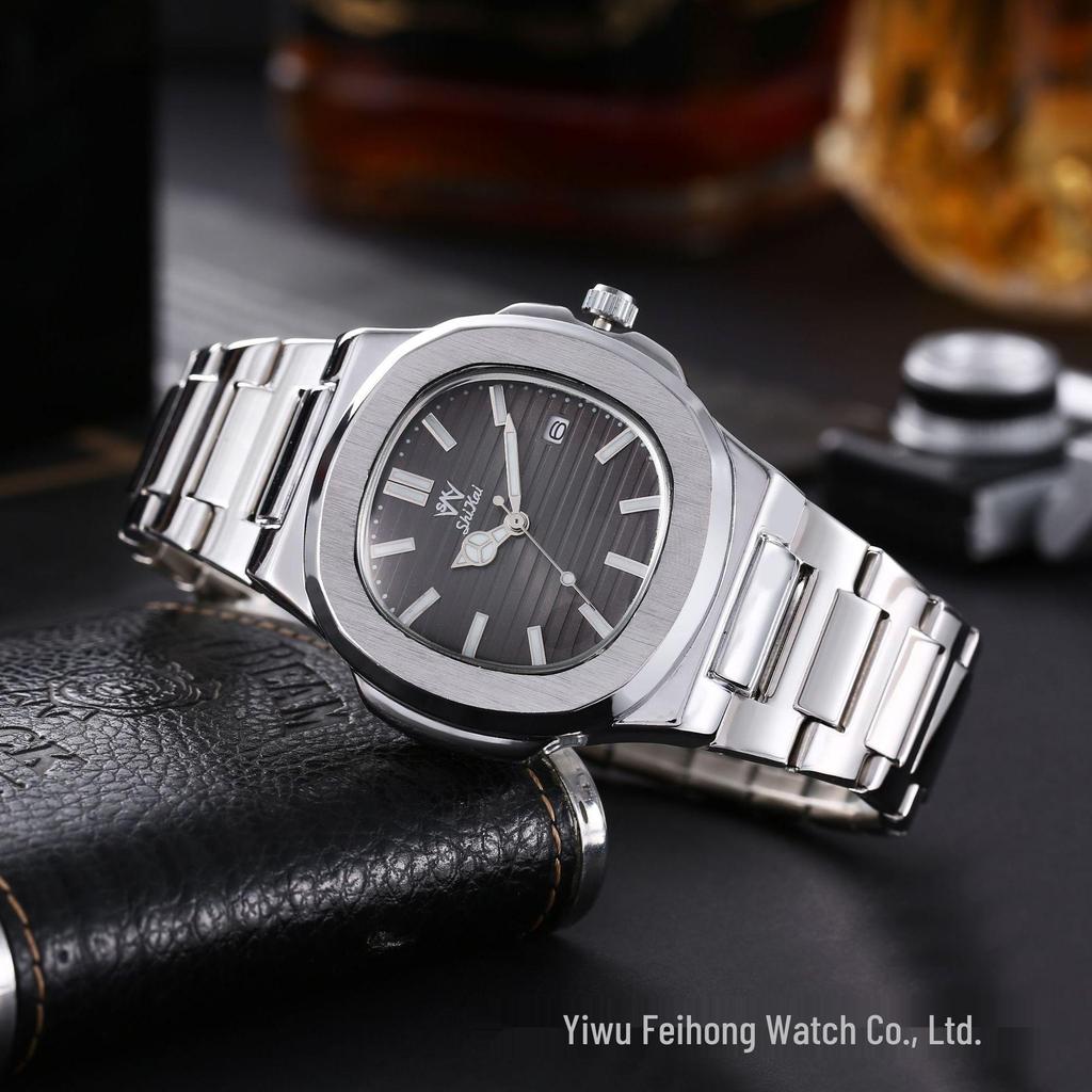 Men's Multifunctional Waterproof Quartz Watch with Steel Band and Luminous Display
