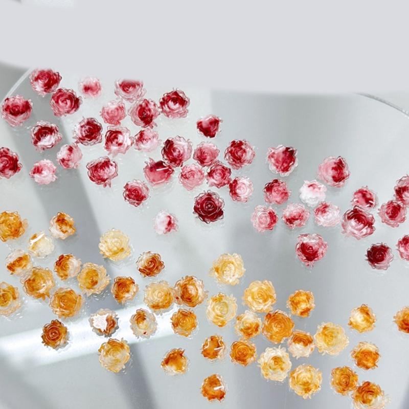 50Pcs Camellia 3D Flowers for Nails Kit 3D Nail Charms for Nail Art Bow Charms for Nails Jewelry Trendy Nail Charms