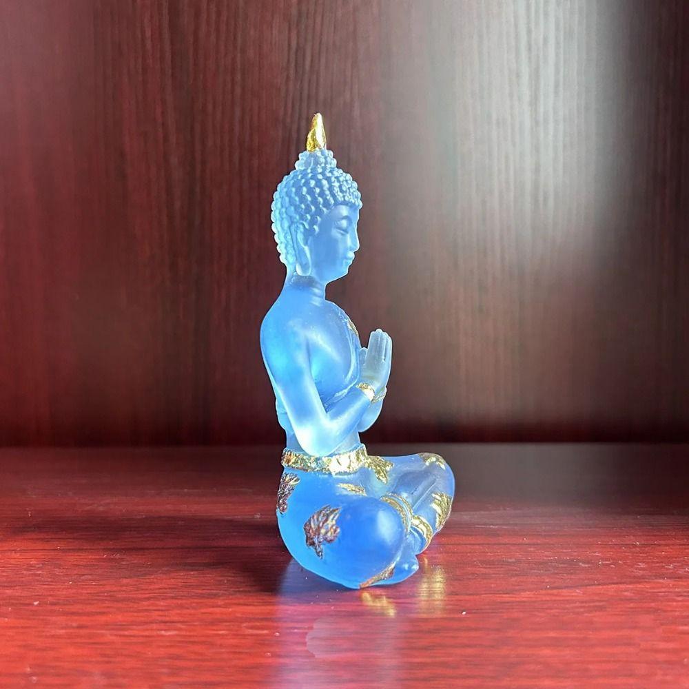 Handmade Sitting Buddha Statue Transparent Mini Buddhism Ornament Resin Buddha Figurines  Home