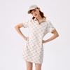 MLB MONOGRAM SS25 Short Sleeved Dress Women's Ivory White 3FOPM0453-50IVS