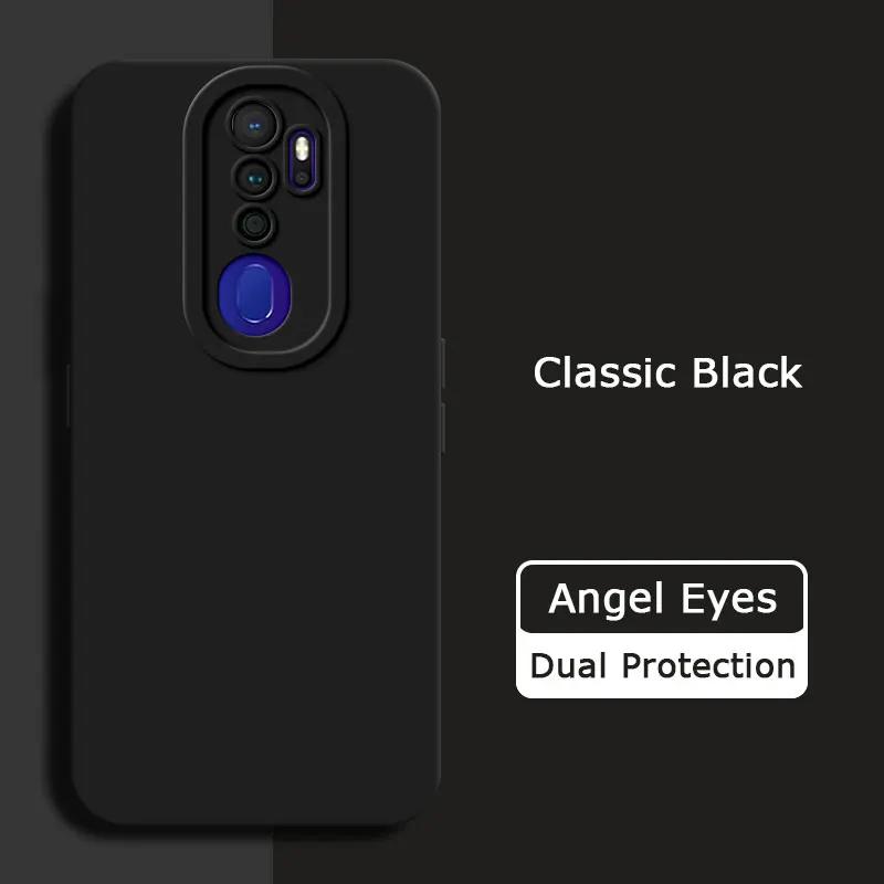 Angel Eyes Square Liquid Silicone Phone Case for OPPO A5 A9 2020 A11 A11X Camera Protective Soft Shockproof Back Cover Armor Bag