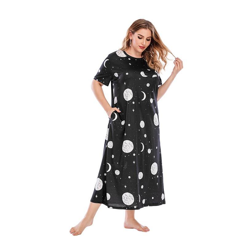 Summer Women's Nightgowns Plus Size T-Shirt Dress Homewear Loose Long Dresses