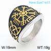 Nordic Style Popular Celtic Knot Electroplated Stainless Steel Men's Ring Retro Viking Black Oil Compass Rune