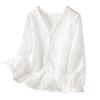 Embroidered Hollow White Shirt Women's Five-quarter Sleeve Summer Small Short Top