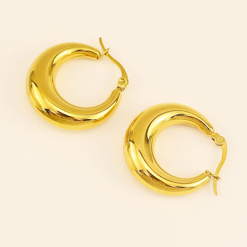 French Stainless Steel Crescent Titanium Steel Earrings Premium Sense Hollow Earrings Light Luxury Ears, Accessories