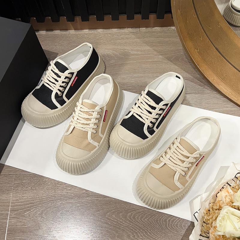 Women's Shoes for Winter New Korean Style Thick-soled Canvas Shoes Breathable and Comfortable Trendy Board Shoes Fashionable Youthful