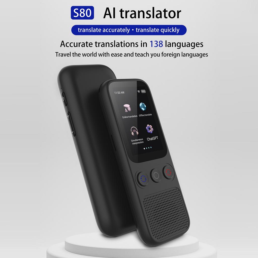 Language AI Translator Device with 138 Languages Voice Translating 17 Offline Translation Simultaneous Interpretation