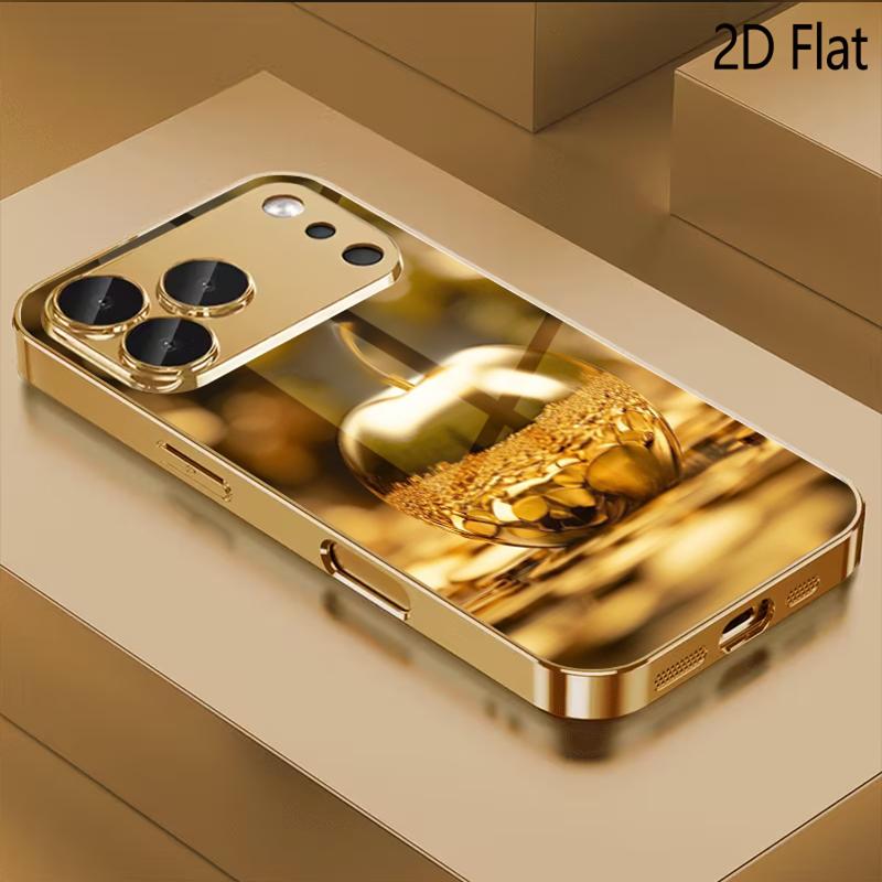 Apple Wealth Patterned tempered glass design for iPhone16 17 ProMax 1514 1312 11ProMax Phone Case Camera Cover Shockproof Hard B
