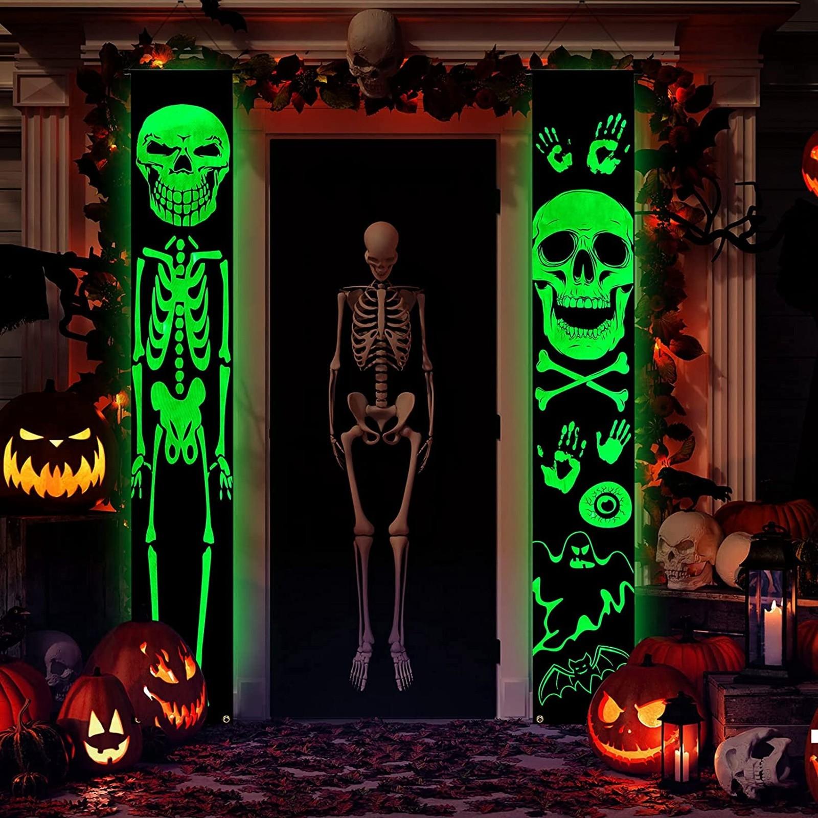 Halloween Decoration Halloween Doorway Banner Glowing  Hanging Flag Halloween Indoor Outdoor Doorway Decoration Doorway Sign One Size чёрный