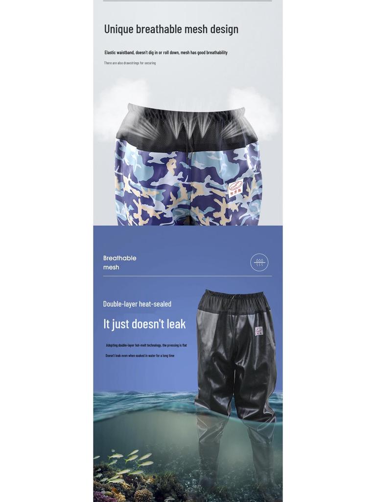 Insulated Waterproof Fleece-Lined Waders: Half-Body, Full-Body, Wear-Resistant Fishing Pants with Leather Reinforced Crotch