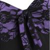 Women  Party Dress Flower Lace Insert Mock Button Bowknot Vintage Dress