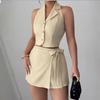 2026 Sleeveless European and American Women's Two-Piece Set: Waist-Cinching Shorts with Summer Top Design