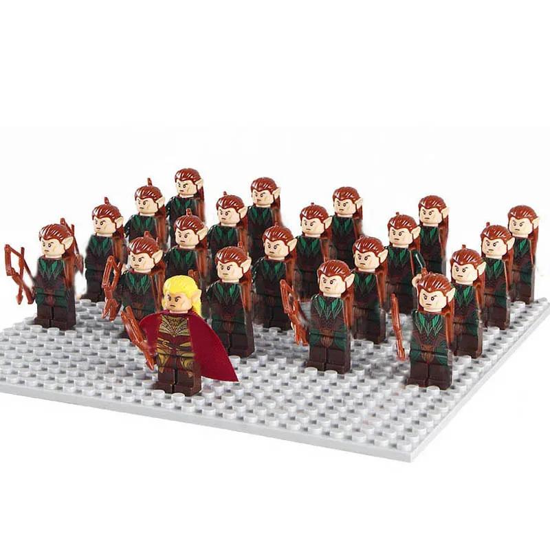 

21Pcs The dwarf of the demon world Dann Iron Foot Knight vs Uruk Hai Army Solide Figrues With Shield Sword Spear Kid Blocks Toys