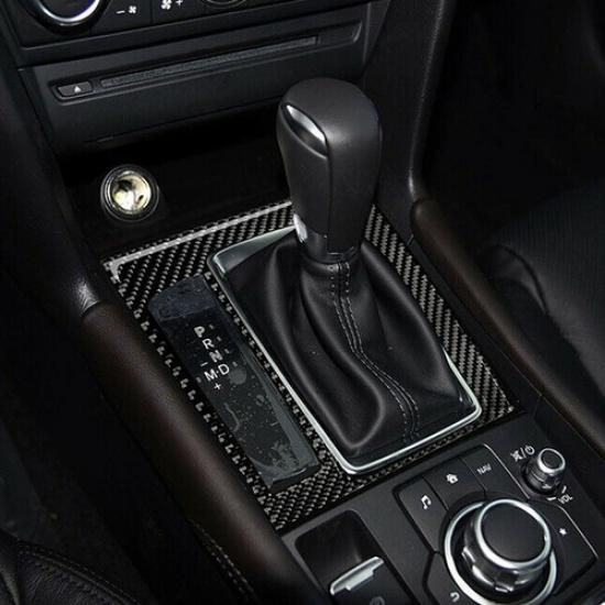 Carbon Fiber Interior Gear Shift Box Panel Trim Cover For Mazda 3 Axela 2017-18