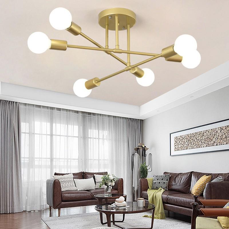 Nordic Industrial Style 6-Head Iron Ceiling Light for Bedroom, Study, or Restaurant