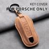 Leather Car Key Case Cover Shell Fob For Porsche Panamera Spyder Carrera Macan Cayman Cayenne 911 970 981 991 Car Keychains