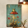 Frog In the Mushroom Rainforest Retro Metal Tin Sign, Home Decoration Tin Painting, Fun Wall Art for Home