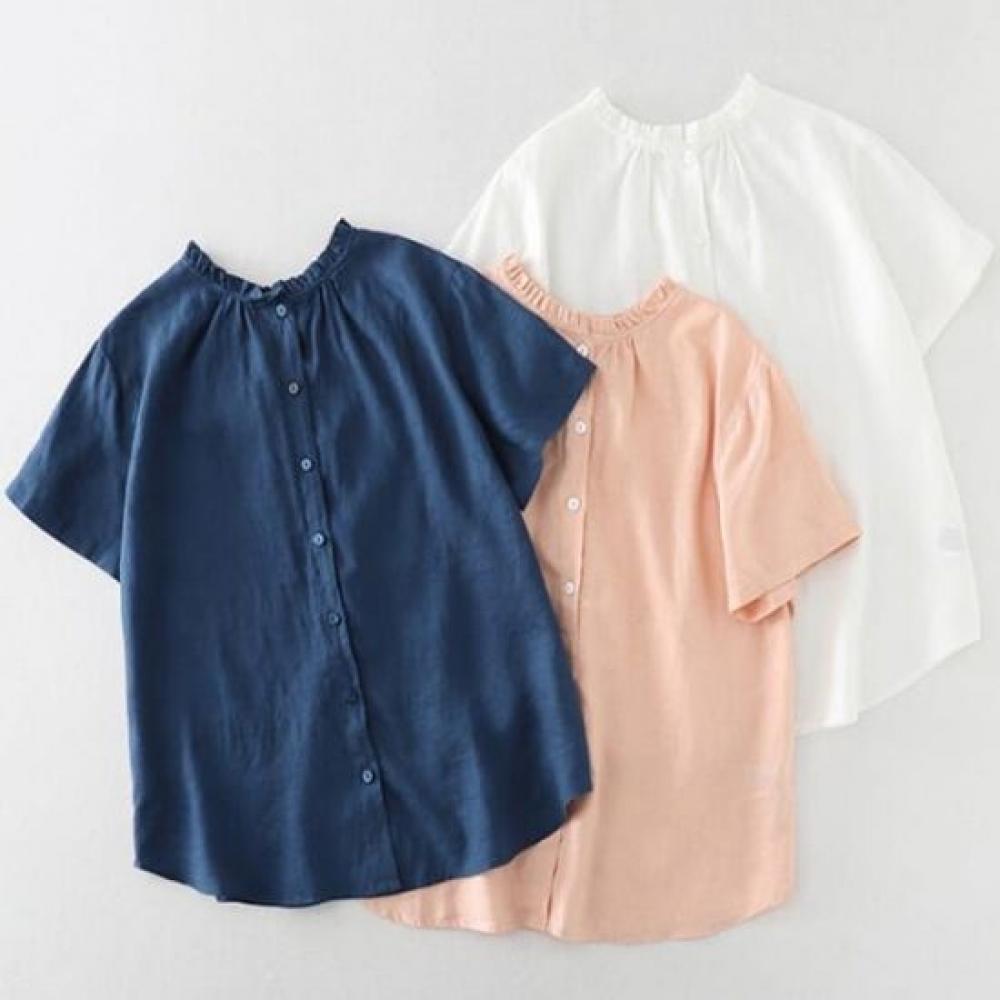 Rellawear High Frill Short Sleeve Shirt 3color 250521 Hy39