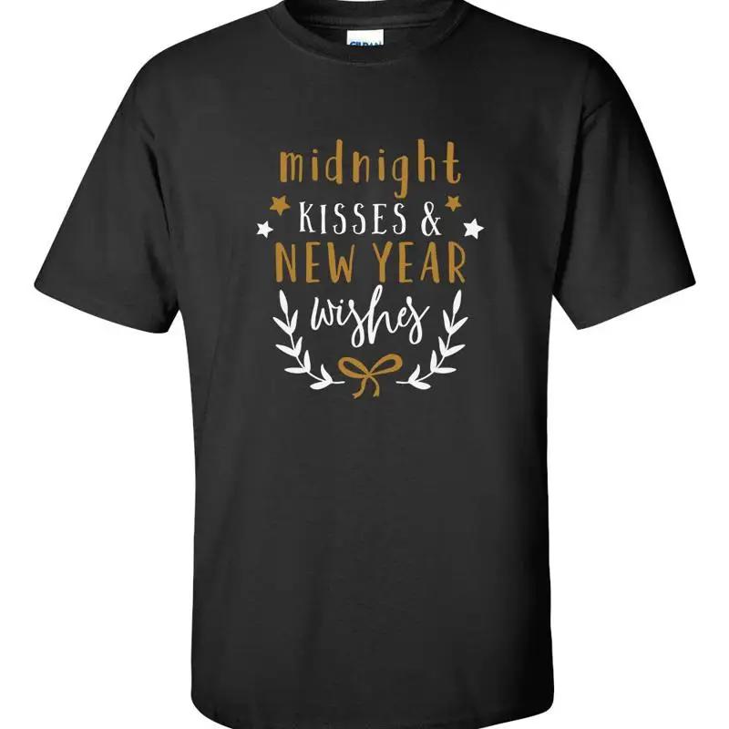 Midnight Kisses New Year Wishes Happy Festive Adult Short T Shirt