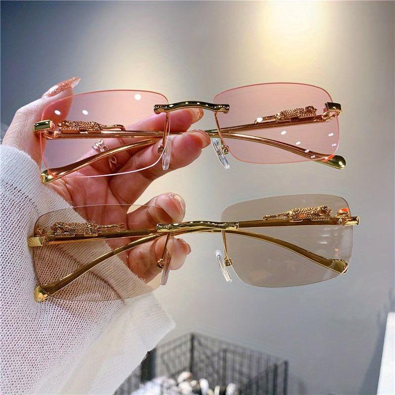 2 Pairs of Men's and Women's Square Frameless Fashionable Glasses with Anti Glare Lenses Trendy Styles for Driving Daily Wear
