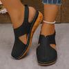 Sandali da donna regolabili con velcro e tacco a zeppa - Traspiranti con suola spessa antiscivolo, design confortevole a punta chiusa per l'estate, scarpe alla moda con cinturino