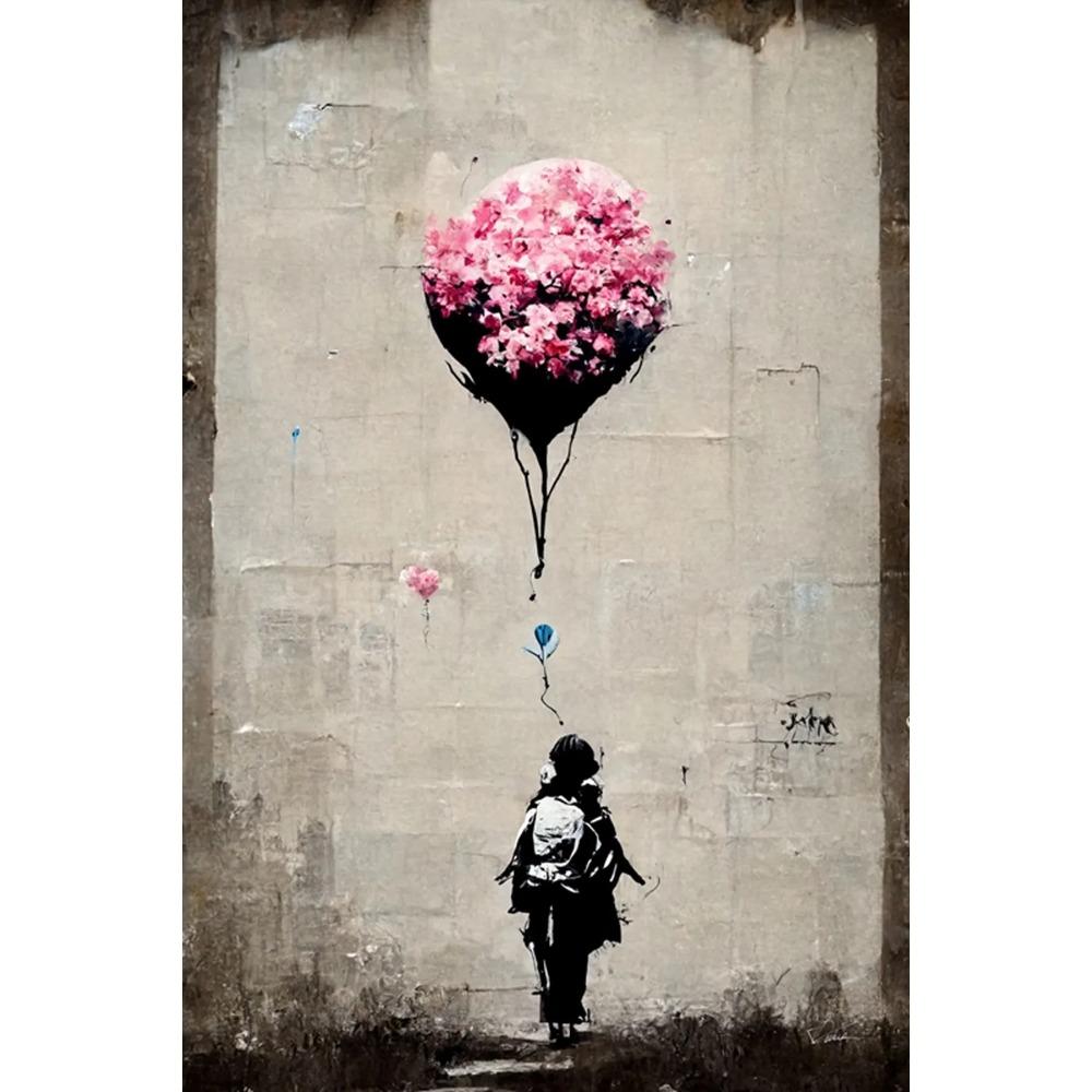 Pop Street Graffiti Wall Art Poster Banksy Ragazzo Ragazza con Palloncino su Tela Poster Stampe Pittura Soggiorno Decorazione Casa Regali