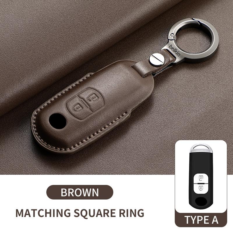 Leather Car Key Case Cover Shell For Mazda 3 6 Atenza Axela Demio Cx5 Cx3 Cx7 Cx9 Mx5 Car Remote Keychain Case Shell Accessories