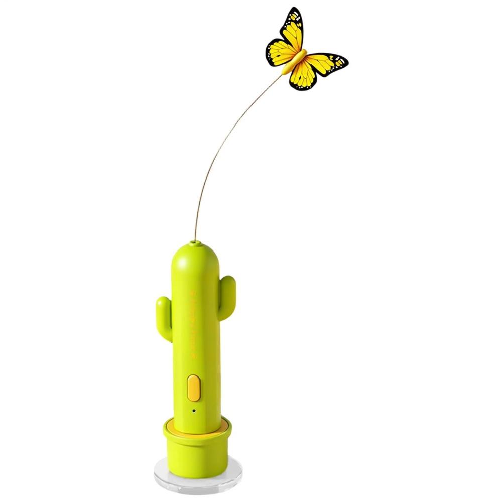 Red Laser Interactive Cat Toys Butterfly Teaser Automatic Butterfly Cat Stick Indoor Cat Toys without laser зелёный