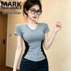 Mark Fairwhale Women's Patchwork V-Neck Slim Fit T-Shirt
